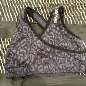 Gymshark Charcoal Leopard Print Sports Bra